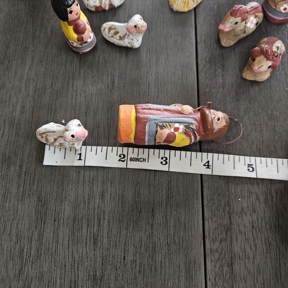 Vintage Mexican 14 PC Nativity Set Folk Art Hand Painted Clay Pottery Tonala - Picture 5 of 6